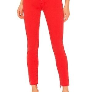 MOTHER The Stunner Ankle Fray Pants in Tomato. NWOT. Size 27